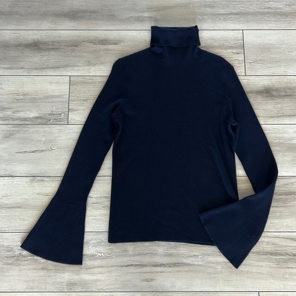 Anthropologie Moth ribbed turtleneck long bell sleeve shirt size small - Picture 1 of 5